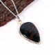 Silver Plated Brass Pear Shaped Pendant Necklace with Agate Gemstone Gift Jewelry